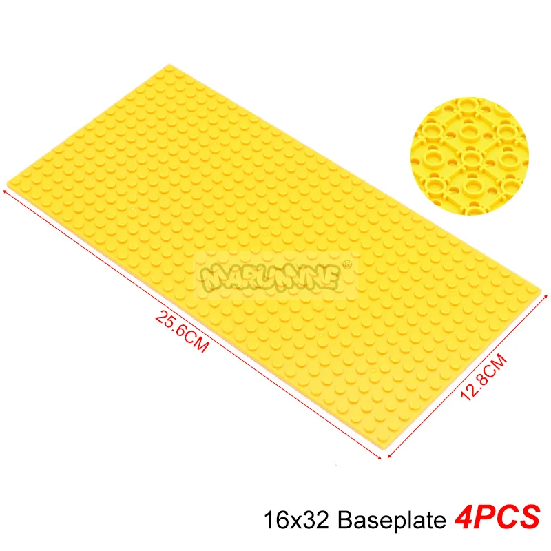 Marumine 4 Stück 16 x 32 doppelseitige Grundplatte 3857 kompatibles klassisches Baustein-Zubehör, MOC-Modell, Montage, Grundplatine, Teil