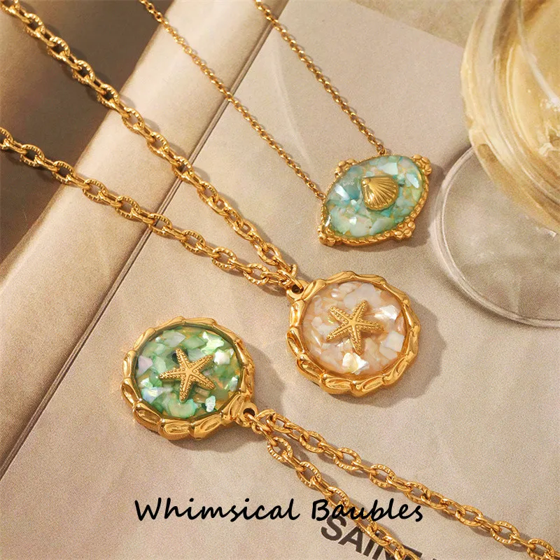 

18K Gold Stainless Steel Starfish Necklace Cross-Border Foreign Trade Dopamine Ocean Wind Pendant Accessories for Gift