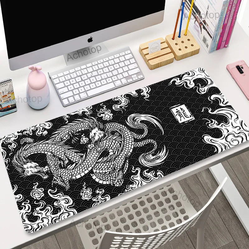 Large Mouse Pad Gaming Mousepad 100x55cm Mouse Mat Chinese Dragon Art Gamer Mousepads PC Desk Pads Pink White Keyboard Mats XXL