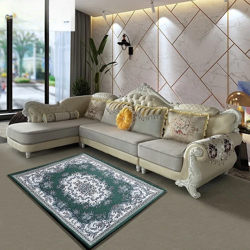 أريكة قماش أوروبية قابلة للإزالة والغسل محظية من الخشب الصلب نحت تكنولوجيا الزهور أريكة من القماش #3