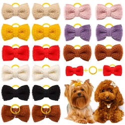 10/20/30pcs Pet Dog Hair Bowknot Grooming Hand-made Puppy Hair Bows Rubber Bands Dog Hair Bow for Small Dog Cat Hair Supplies