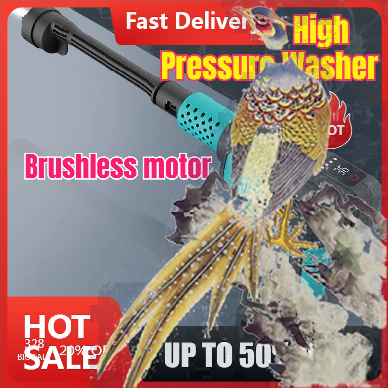 

【Fast Delivery】Brushless Electric High Pressure Washer Cordless Car Washing Gun Water Gun For 48V High-power Lithium Battery