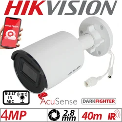 Mutil language Hikvision DS-2CD2043G2-IU 4MP POE wewnętrzny i zewnętrzny mikrofon AcuSense obsługa kamery IP z mikrofonem