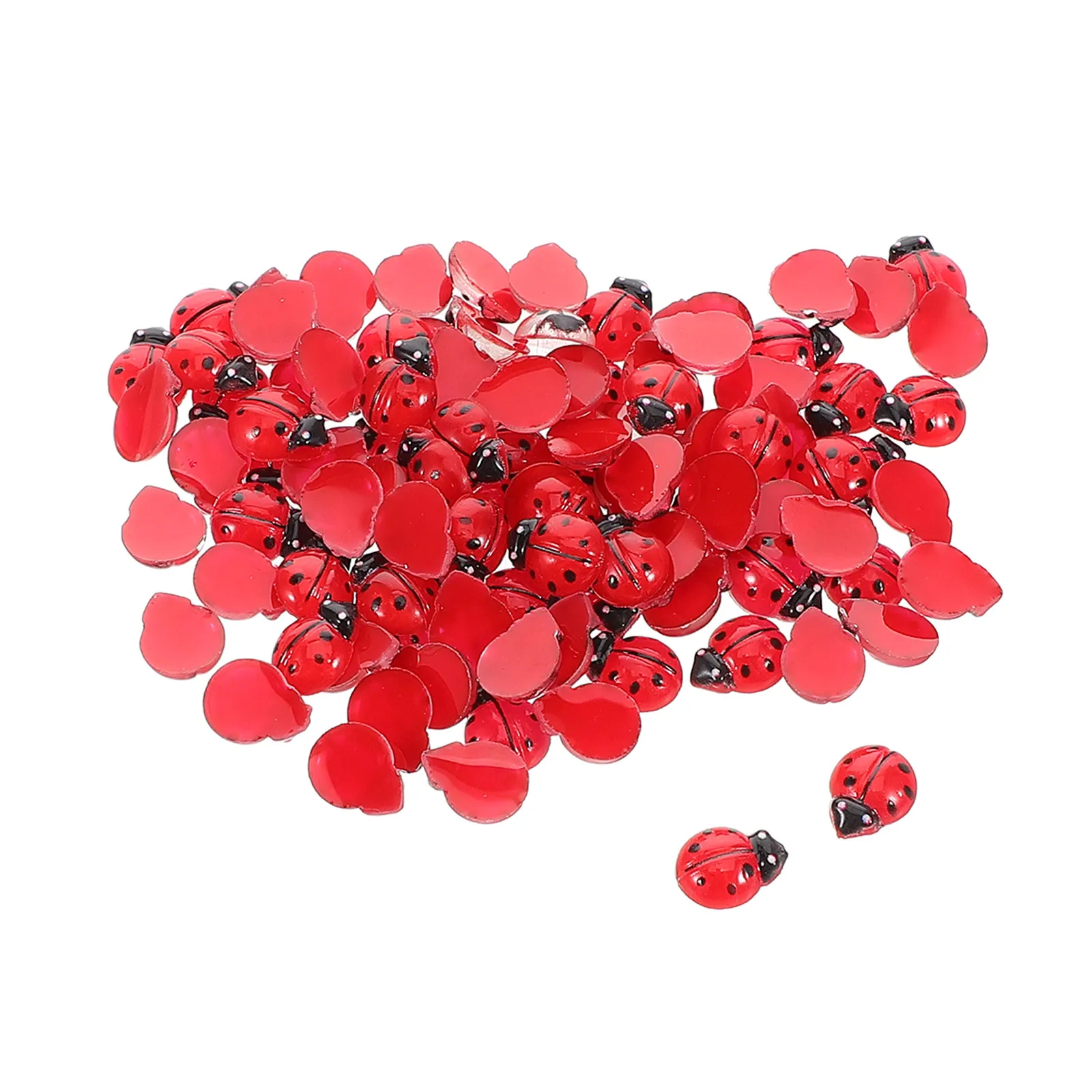 100Pcs Mini Resin Ladybugs Beetle Micro Landscape Decor for DIY Craft Terrarium Fairy Garden Dollhouse Miniature Decoration Tiny