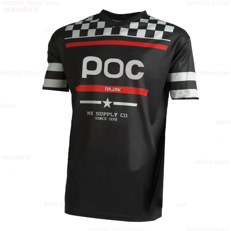 New Men MTB Jersey RAUDAX POC koszulka zjazdowa Motocross Mountain Enduro koszulka rowerowa Offroad DH koszulka kolarska odzież Maillot