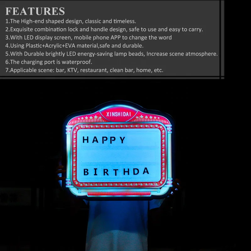 2025 الرائج الساخن بيع حجم مخصص الشكل LED رسالة المجلس تسجيل قابلة للشحن للنادي #4