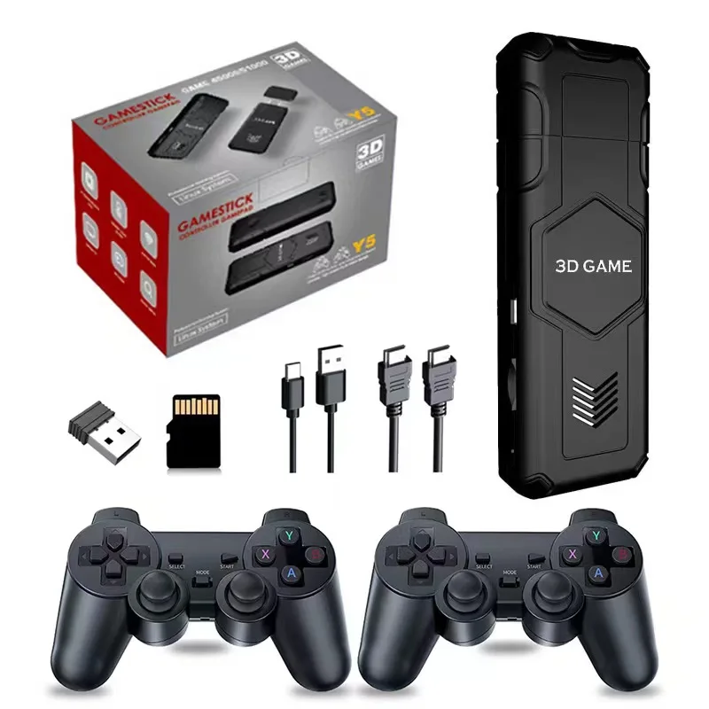 Y5 rétro TV Game Stick 2.4G contrôleur sans fil 4K HD Console de jeu vidéo prise en charge multijoueur PS1 famille Portable