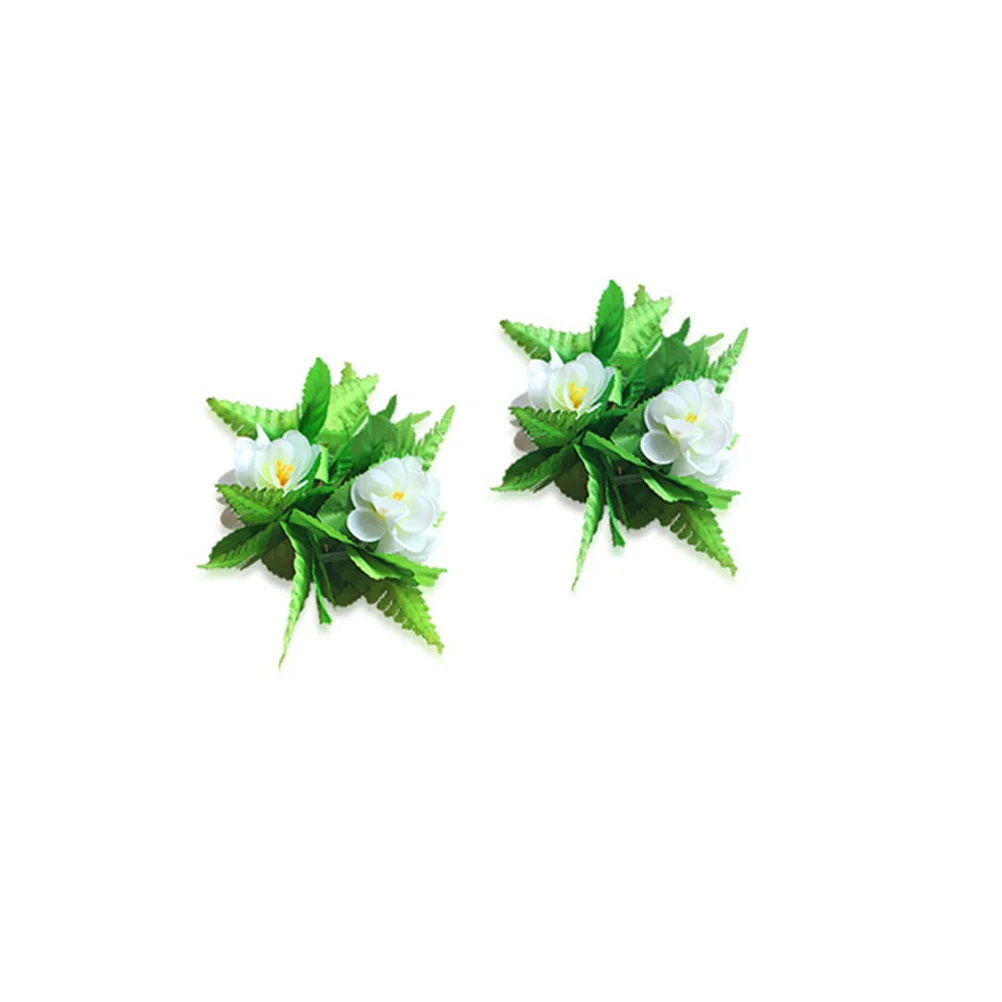 

5 pcs Green Leaf Set Kids Tropical Party Wear Hula Dance Costume Bright Cloth Flowers Hawaii Luaus Wedding Event Decor Hula