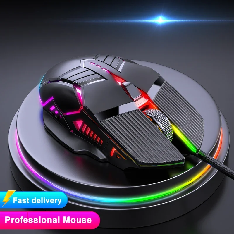 

Gaming Mouse Wired 3200DPI 6-key Programmable Wired Mouse Desktop Light Cool Automatic Gun for Notebook Laptop PUBG PC Gamer