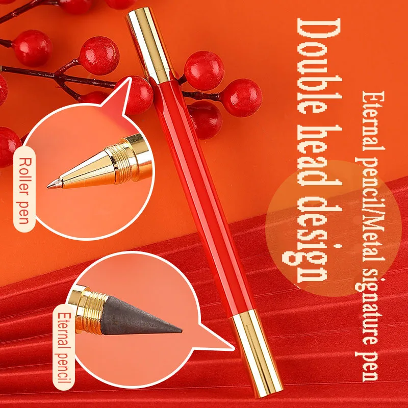 Innovative Dual Head Dual-Use Eternal Pencil Signature Pen Metal Bullet Ballpoint Pen Business Roller Pen Ball Pen