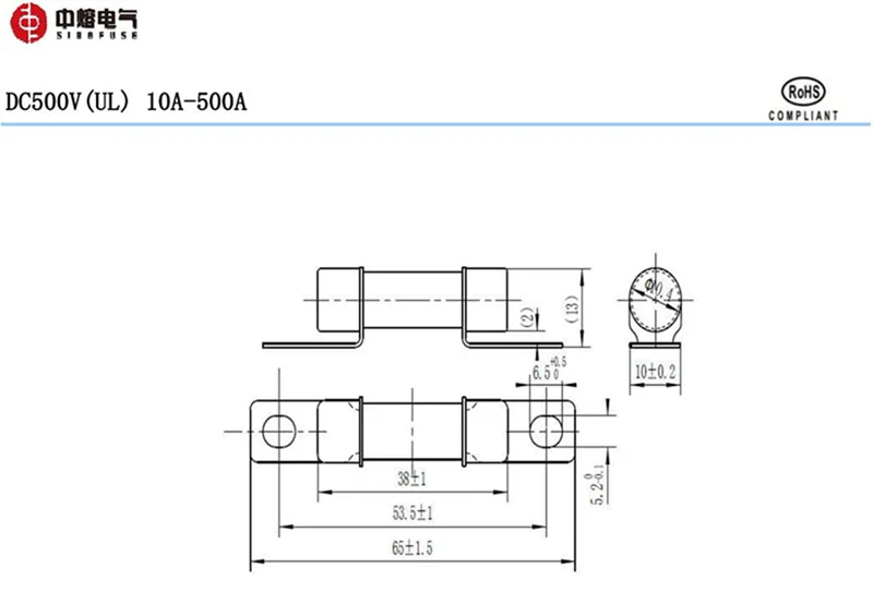 New energy automobile fuse EV315-L-3E 10A 15A 20A 30A 40A 50A DC 500V High temperature resistant Automotive Fuse Tube