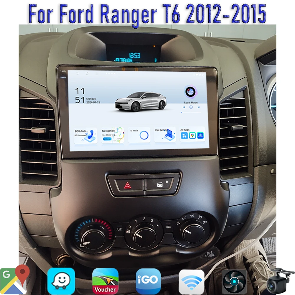 

4+64GB GPS 9'' For Ford Ranger T6 2012-2015 Car Radio Stereo Head Unit Wireless Apple Carplay Android 15 Auto Camera Google Map