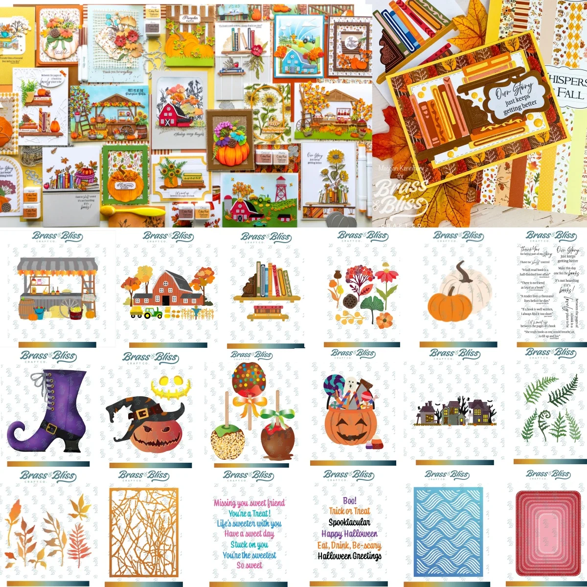 

Autumn Bookshelf Florals Metal Cutting Dies Clear Stamps for DIY Making Card Scrapbook Embossed Paper Album Craft Supplies