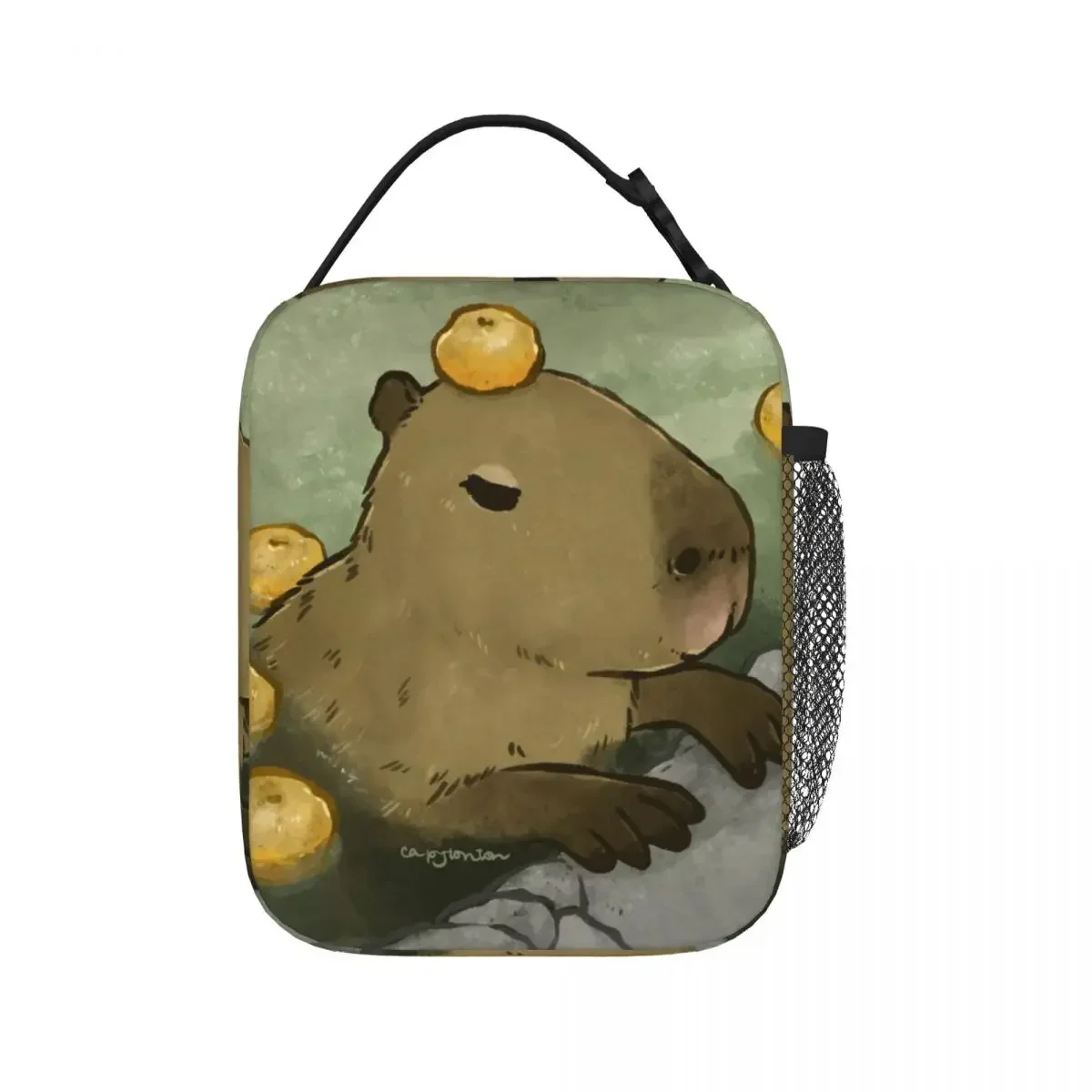 

Capybara Yuzu Bathing Lunch Bags Insulated Lunch Tote Portable Bento Box Leakproof Picnic Bags for Woman Work Kids School