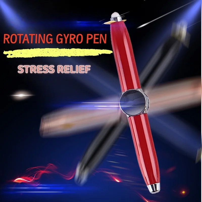 Multifunctionele Decompressie Vinger Draaien Lichtgevende Gyro Pennen Speelgoed Fidgets Spinner LED Licht Balpen Metalen Gyro Pen Gift