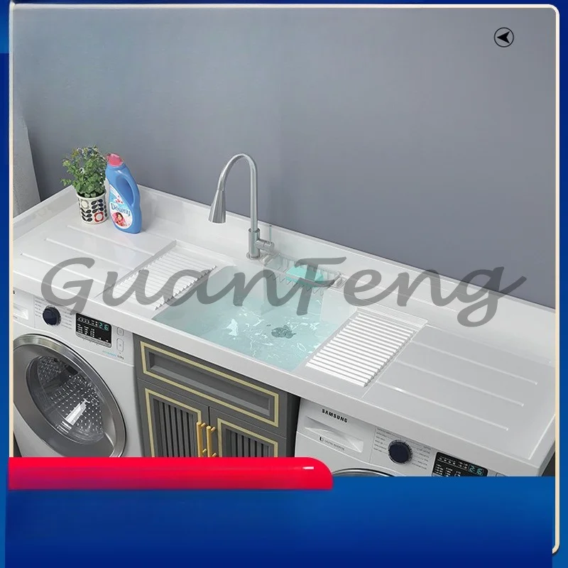 Double washing machine combined balcony flat dryer cabinet drum integrated laundry pool basin bathroom