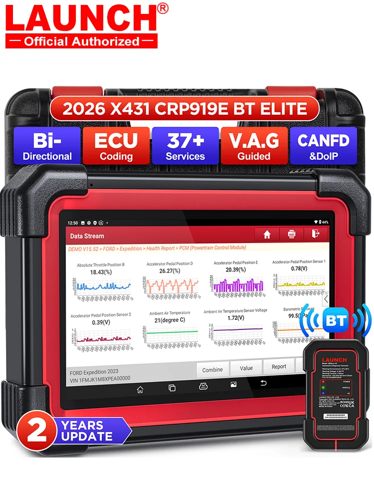 7-Zoll LAUNCH CRP919E BT DBSCAR VII Erweiterte ECU-Codierung Aktiver Test 35 Resets CAN FD DOIP Deutsches Auto Diagnosegerät OBD Scanner TPMS