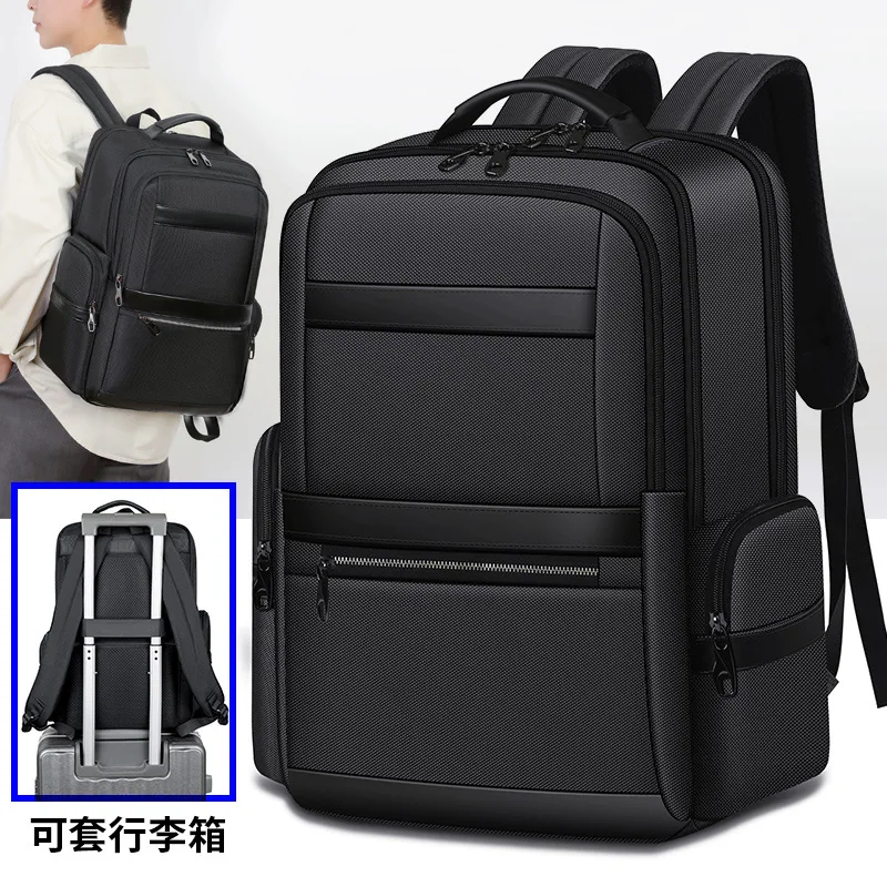New shoulder commuter bag men's leather film wear-resistant computer bag large capacity travel backpack men's high sense