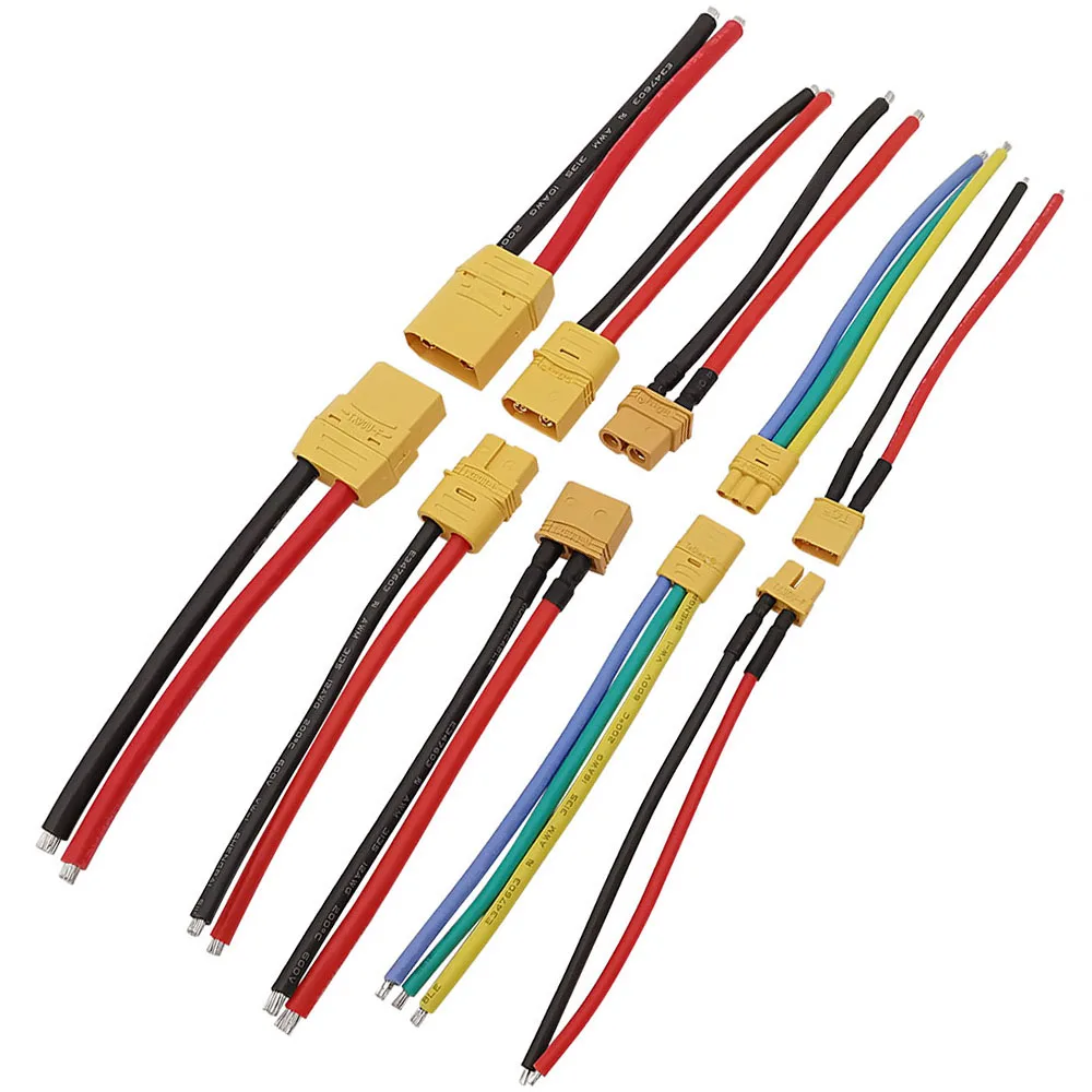 100mm XT60 XT90U XT30U XT60H XTR30U RC przewód akumulatora złącze męskie i żeńskie wtyczka z 10AWG/12AWG/16AWG/18AWG drut krzemowy