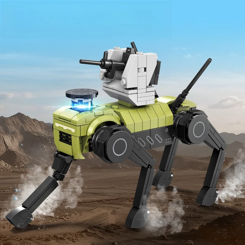 Modern Military Gear Building Blocks, Robotic Dog & Tank Assembly Model, Desktop Collectible Ornament Hobby Decoration Present