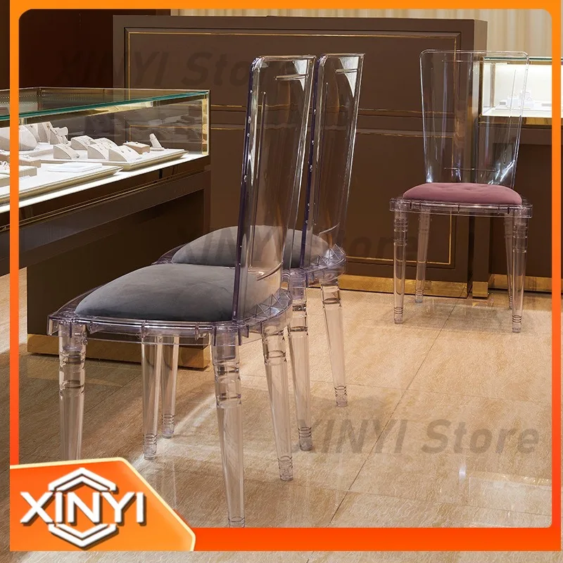 Simple acrylic model room Internet celebrity plastic chair design casual backrest dining chair