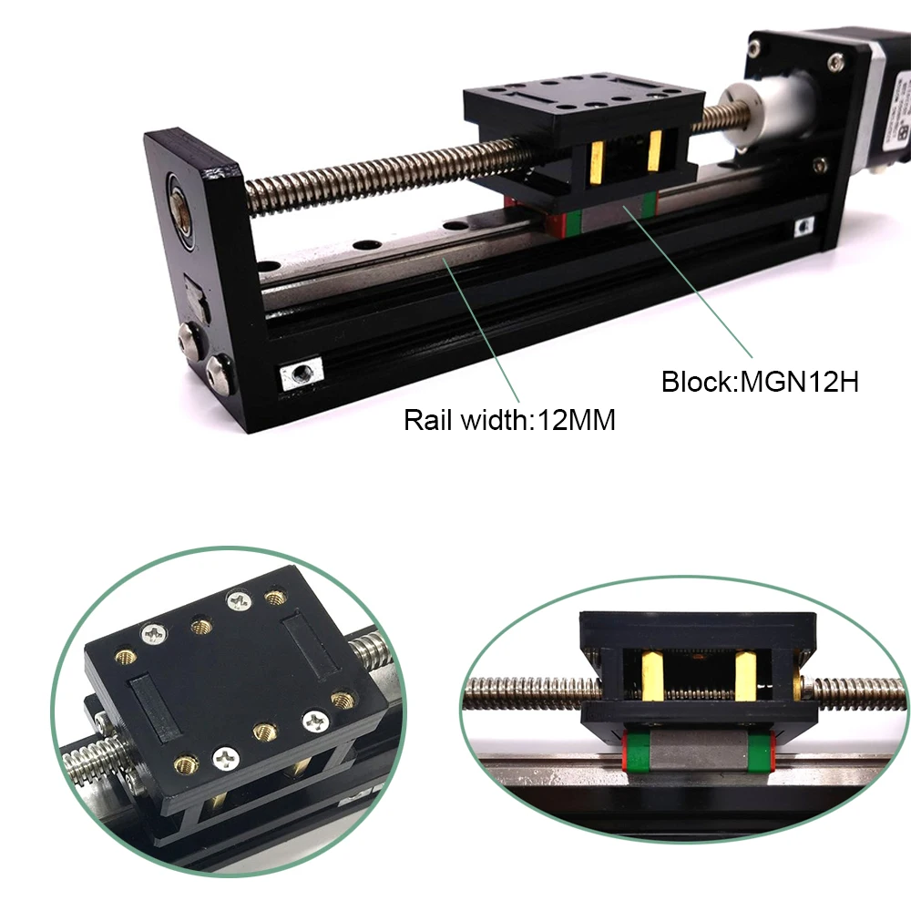 Guía de riel lineal, riel de mesa deslizante, etapa lineal, plataforma de guía de transporte tipo T, 50 ~ 300mm y Kit de controlador de Motor paso a paso NEMA17