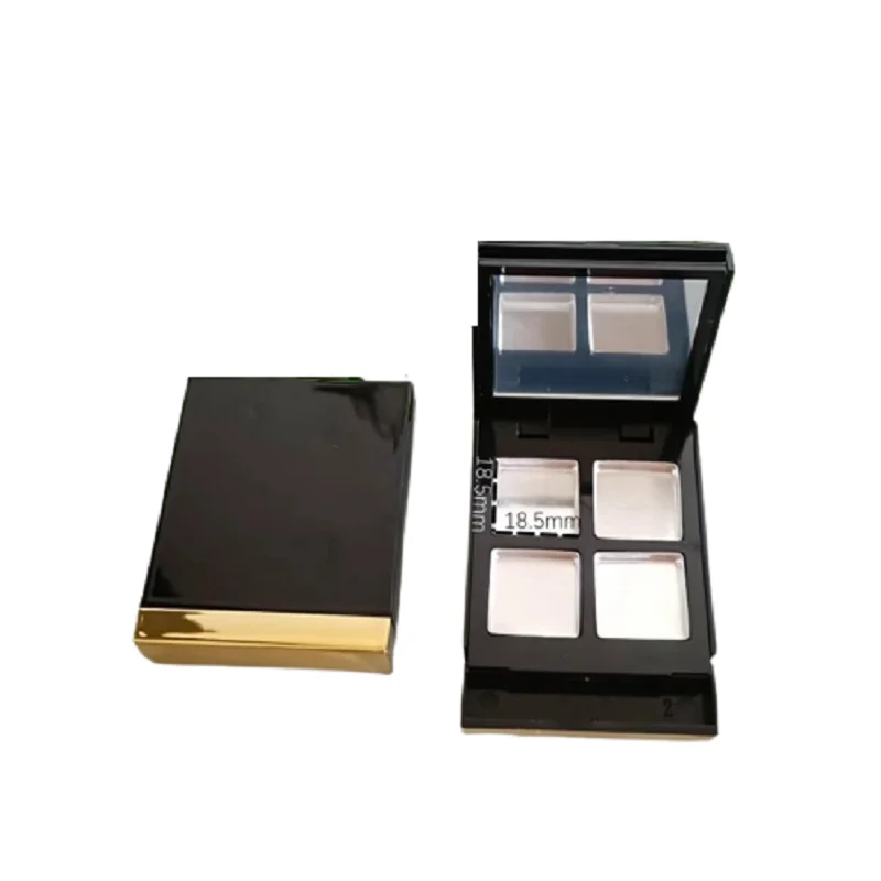 20pcs 4 Grids Palettes Blush Makeup Container Empty Compact Lipstick Case Luxury Shiny Black Eyeshadow Packaging Box With Mirror