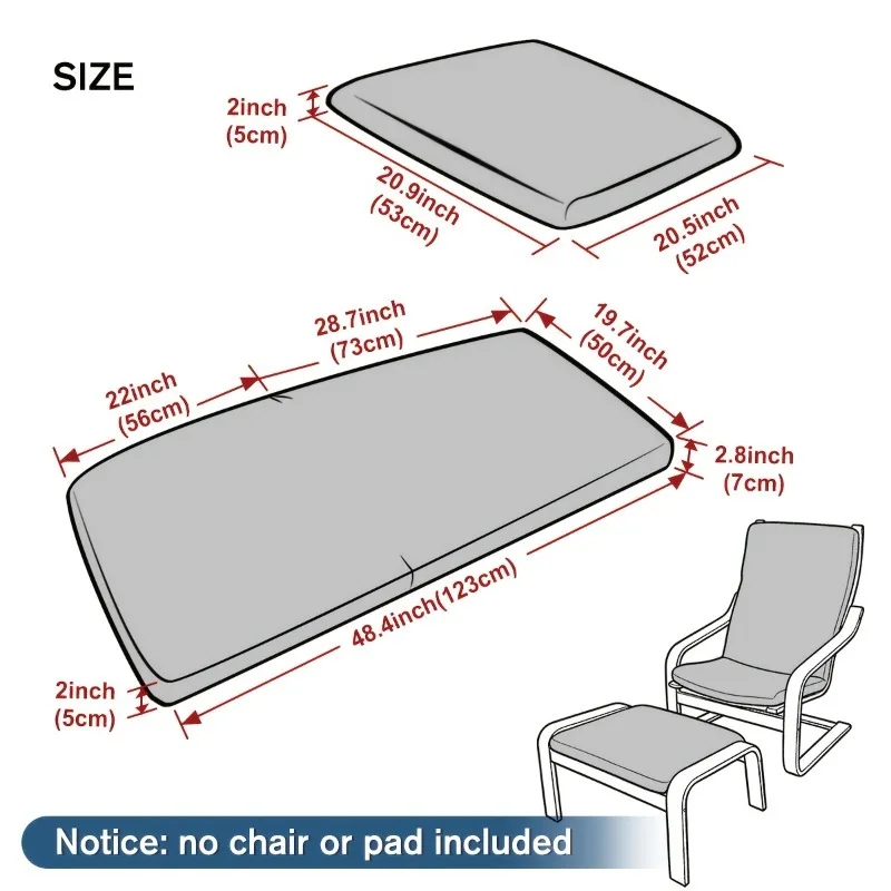 2pcs/set Jacquard Poang Chair Cushion Covers Stretch Relax Chair Pad Slipcover Stretch Footrest Seat Covers for Living Room Home