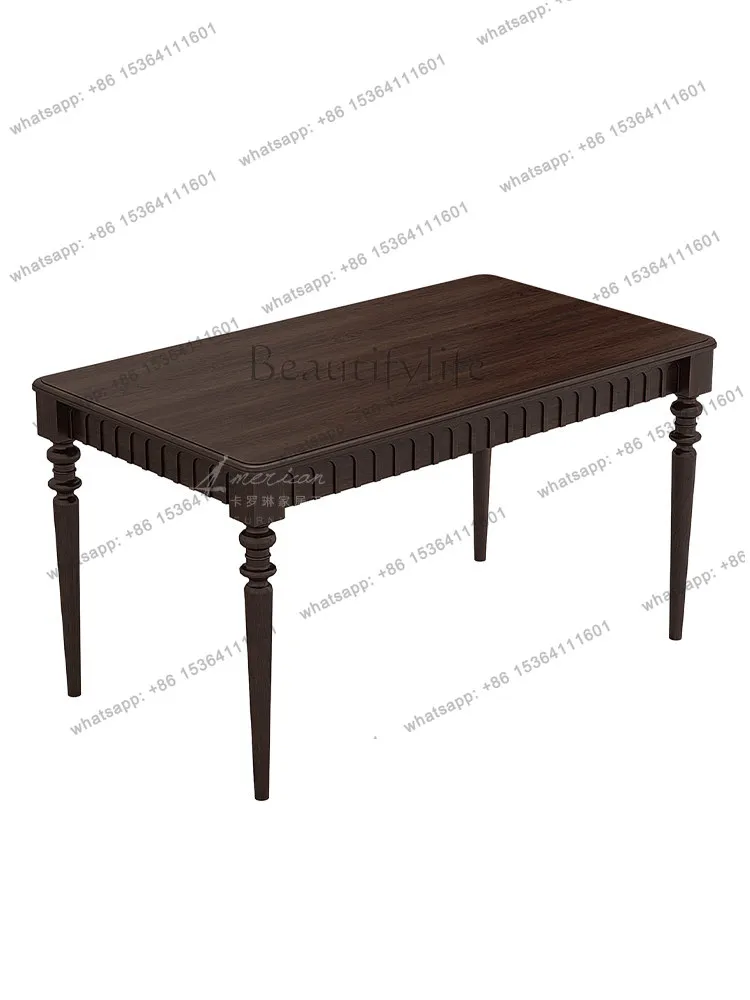 American light luxury retro solid wood rectangular dining table simple home French