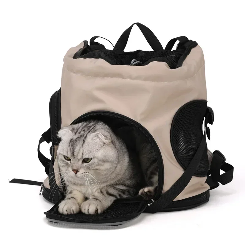 Solid Color Large Capacity Lightweight Cat Bag Go Out Portable Pet Bag Carrier Breathable Oxford Cloth Portable Pet Backpack