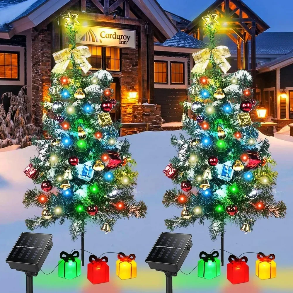 

Solar Mini Christmas Tree Light Outdoor Decoration, 30 Inch Solar Tree Lights with 30 LED 8 Flashing Modes Decorated Prelit