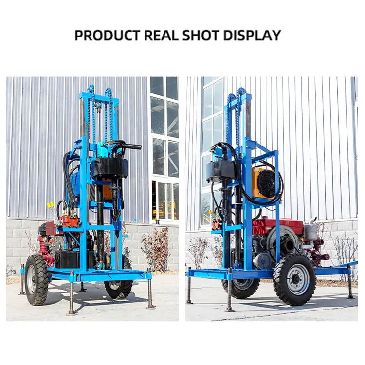 100m 22HP Pequeña plataforma de perforación de pozos de agua de máquina de mina de pozo hidráulico giratorio portátil