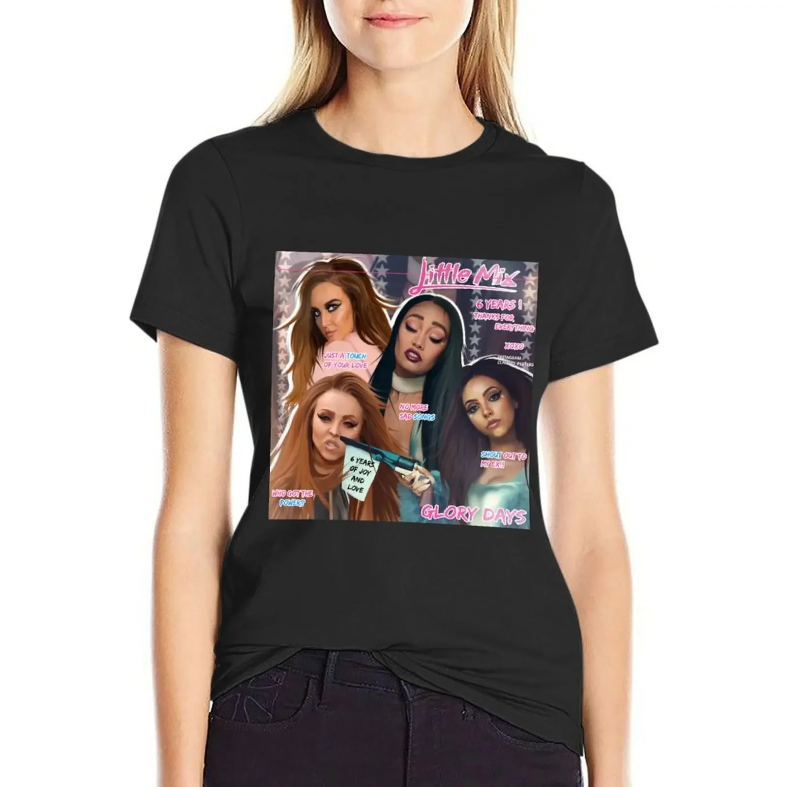 

Happy girls T-Shirt vintage clothes blacks plus size tops t-shirts for Women cotton