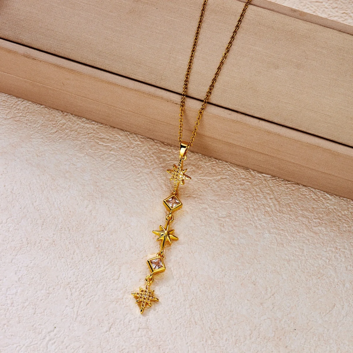 Glänzende Zirkon-Halskette mit geometrischen Verbindungsstücken und Quasten aus Edelstahl für Damen und Herren, Herz, Auge, Wassertropfen, Sonne, Mond, Stern, Choker-Schmuck – Detail 40
