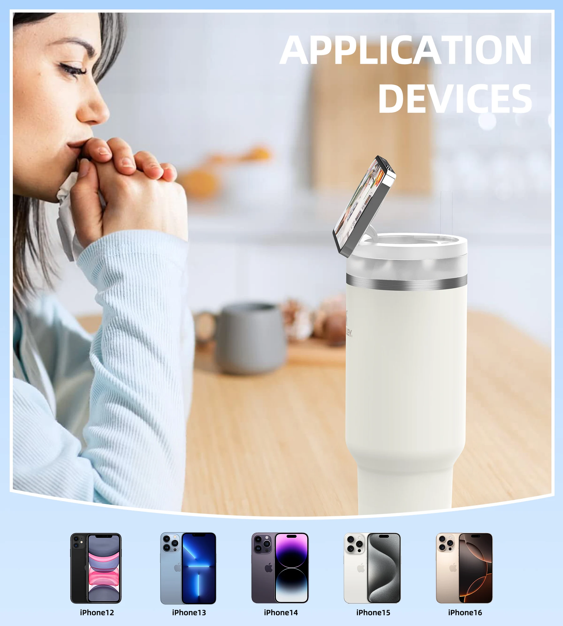 Phone Stand Stanley Cup Accessories Phone Holder Magnetic FlowState 40 OZ Tumbler Magsafe Phone Stand for Gym Office Home Car