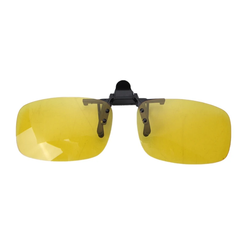 4X Rectangle Clear Yellow Lens Rimless Clip On Night Vision Driving Glasses