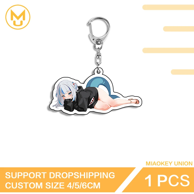 Gawr Gura Car Key Holder Prone Posture Vtuber HD Pattern Hot Selling Door Handle Pocke Props Suitable For Toys Hobbies Gifts
