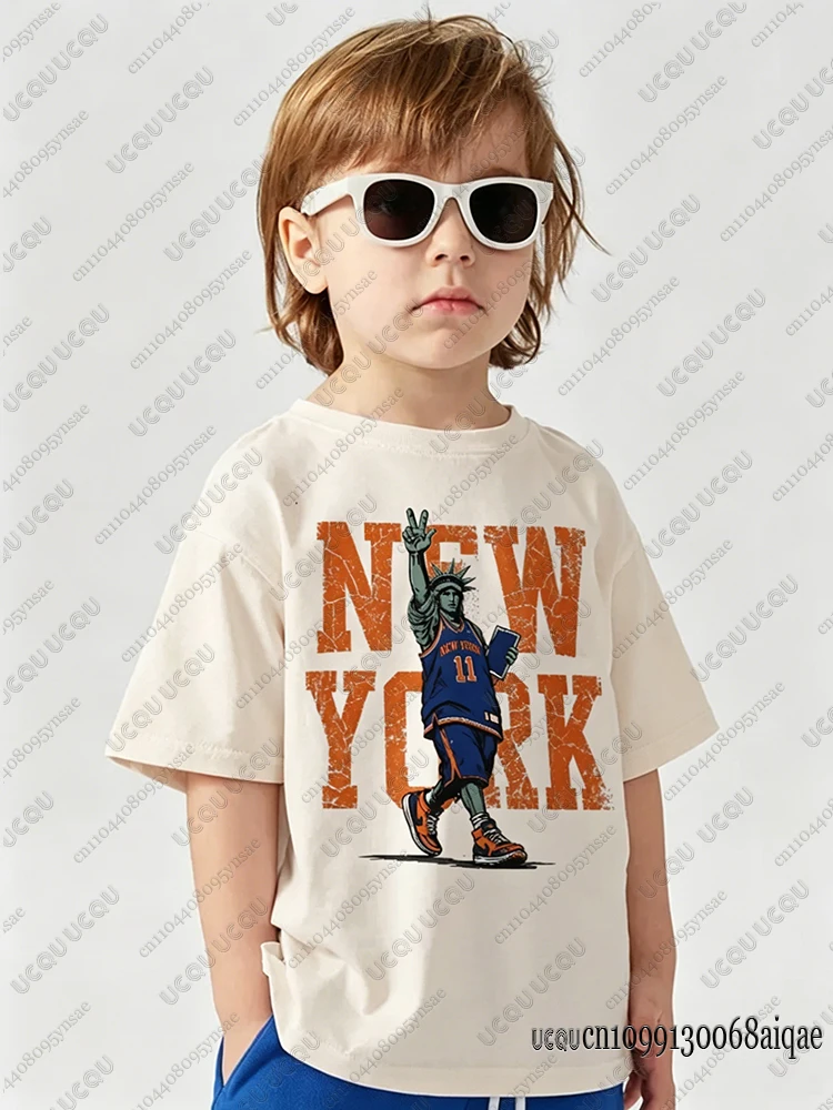 Jalen Brunson 2026 New York Knicks Basketball Tshirt For Adult/Kids Summer Pure Cotton Sports Tshirts Boys Girls Basketball Tees