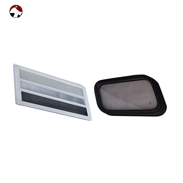 RV Trailer Camper Caravan Fixed Window Aluminum Tempered Glass Fixed Window With Fly Screen And Blind Curtain