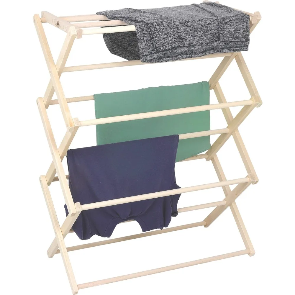 

Woodworks Premium American Maple Clothes Drying Rack - Handcrafted - Solid Wood Construction, Collapsible