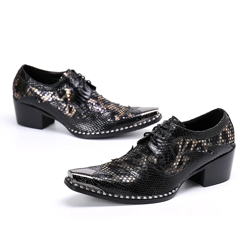 

Christia Bella British Party Men Oxford Shoes Mid Heel Genuine Leather Brogue Shoes Male Business Formal Dress Shoes Big Size