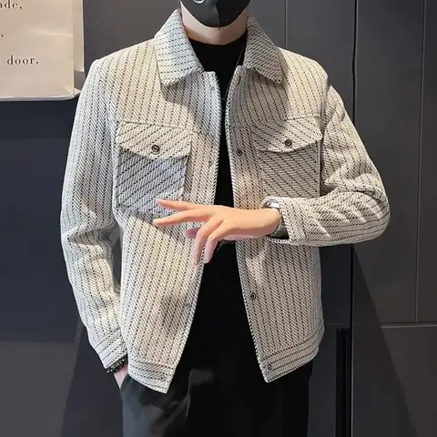 스트라이프 용수철 남성 코트, 오리지널 브랜드, 하라주쿠 남성 재킷, 미적 럭셔리 디자이너, 빈티지 트렌디, 겨울 세일