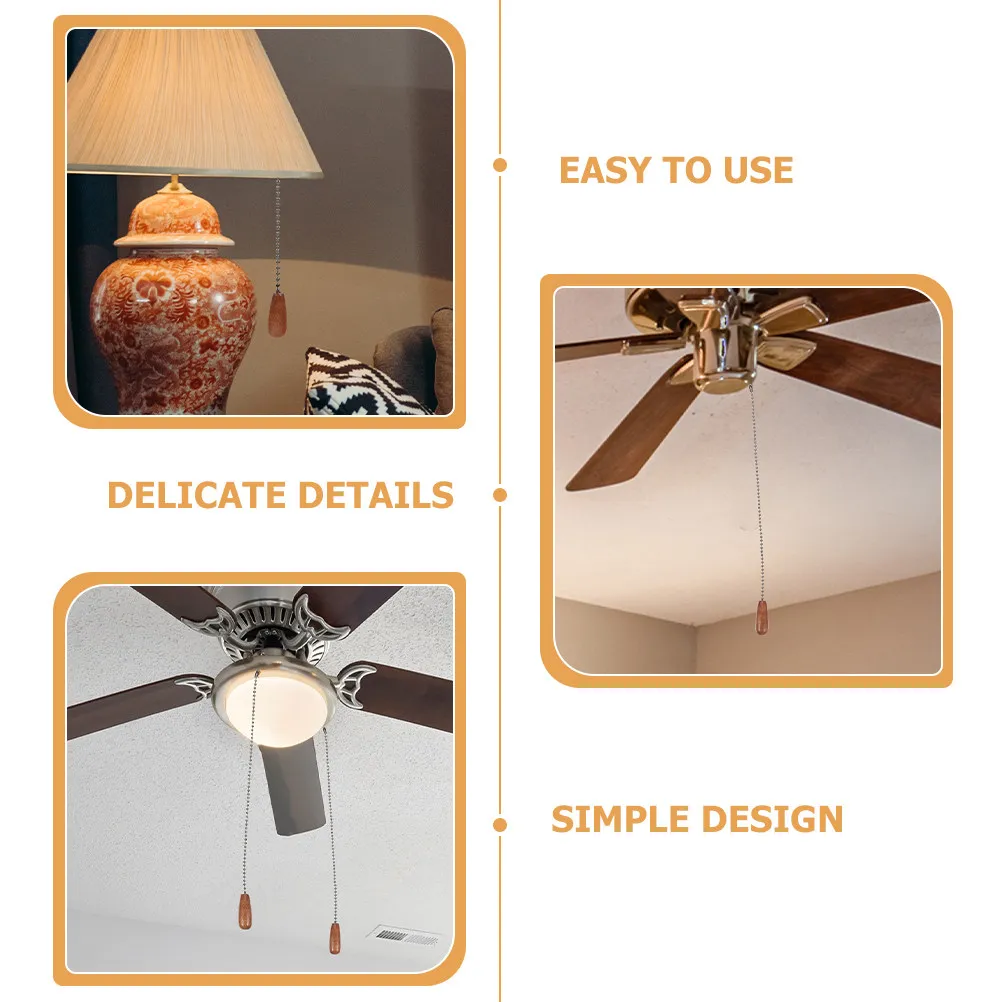 4Pcs Vintage Pull Chains for Ceiling Fan Light Extension Wood Pendant Ceiling Light Pull Chain Replacement Decorative Lamp