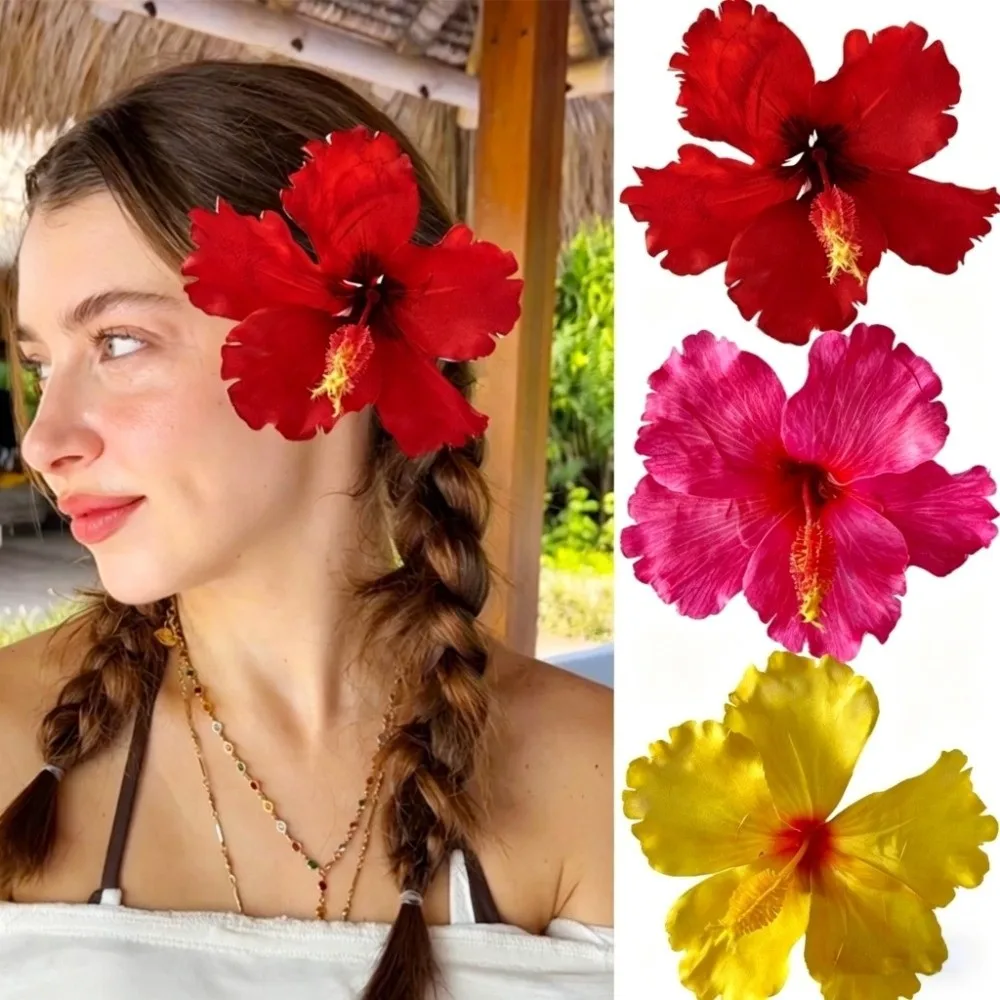 Artificial Flower Hibiscus Flower Hair Clip Do Not Hurt Hair Bohemia Style Hearwear Bangs Hairpin Beach Party Hawaiian - view 5