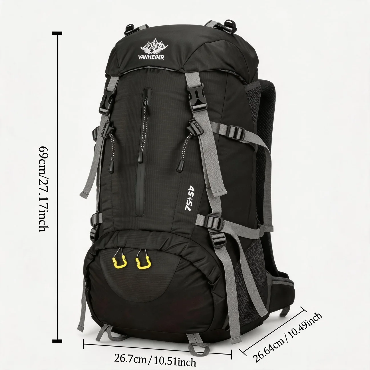 50+5L Hiking Backpack Outdoor Mountain Climbing Camping Travel Daypack with Separate Shoe Compartment and Rain Cover Large Capacity