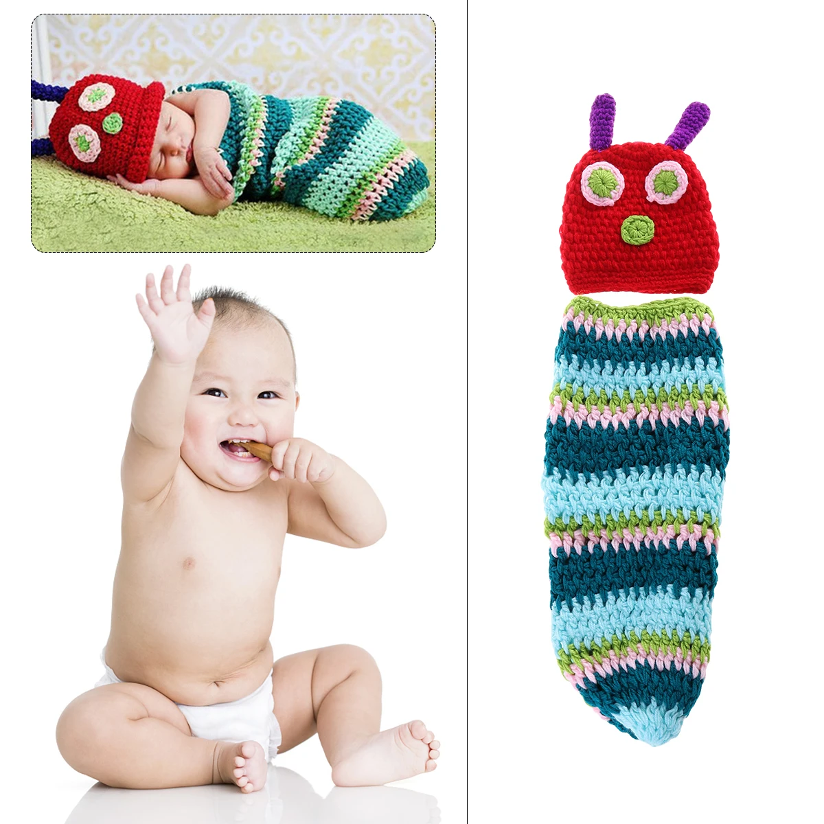 

Handmade Crochet Style Beanie Hat Clothes for 3-6 Months Photography Props Photo Props