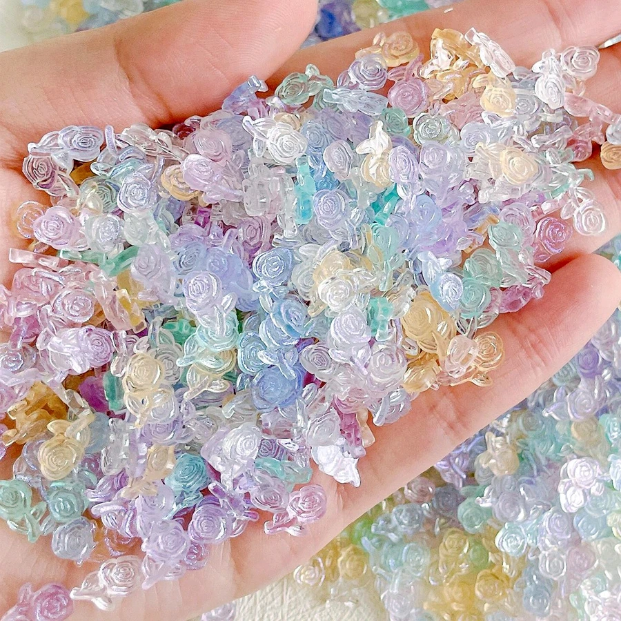 

30PCS Transparent Resin Rose Flower 3D Nail Art Decorations Charms Accessories Glitter Nail Supplies Materials Manicure Parts