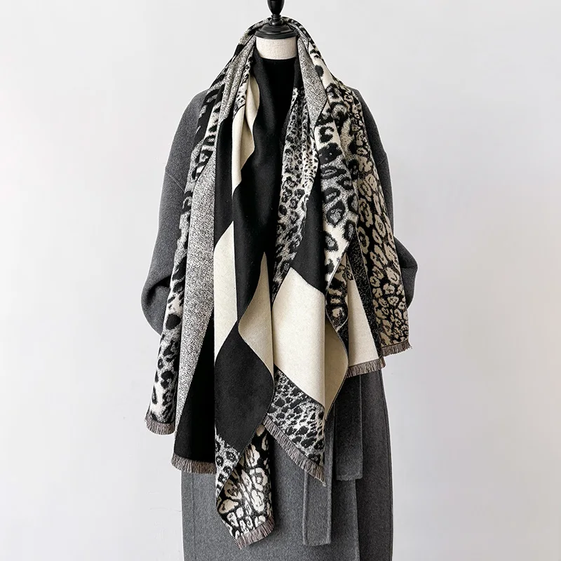 Bufandas de Cachemira Jacquard de dos caras para mujer, chal grueso de alta calidad, Pashmina de lana para mujer, último diseño, invierno, 2024