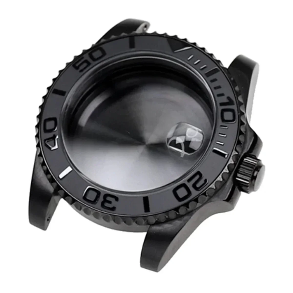 Black Yacht Design Style Case with Sapphire Crystal Water Resistant for NH35 Nh36 Nh34 Automatic Mechanical Movement Watch Case image 2