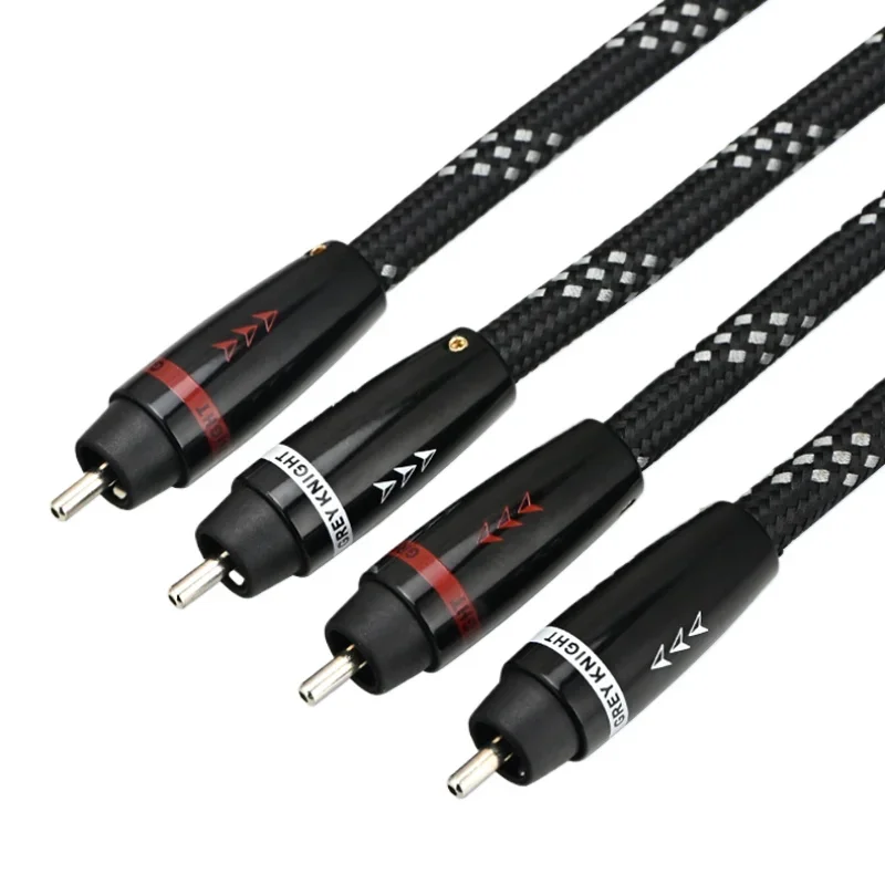 Pair 4-Core Pure Silver Stereo RCA Cable High-performance 2RCA To 2RCA Interconnect  Line